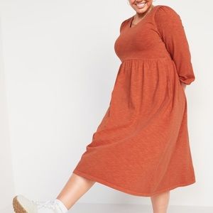 Old Navy Long-Sleeve Fit & Flare Slub-Knit Midi Dress
